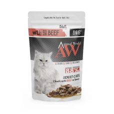 Animal World Sos İçinde Parça Sığır Etli Yetişkin Kedi Pouch Mama 80 gr Animal World Sos İçinde Parça Sığır Etli Yetişkin Kedi Pouch Mama 80 gr