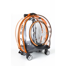 Markapet XXL Şeffaf Tekerlekli Kedi Köpek Taşıma Çantası 53 x 33 x 53 cm Turuncu 15 kg