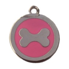 Kemik Desenli Kedi Köpek İsimlik Aksesuar 2,5 cm Pembe