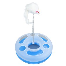 Yuvarlak Kedi Oyuncak Yaylı Fareli 23 cm