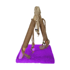 Püsküllü Boncuklu Kedi Tırmalama Tahtası + Oyun Alanı 30*40 cm Mor