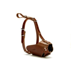 Doggie Eğitim Serisi Deri El Yapımı Uzun Burunlu Köpek Ağızlığı 1,5x45 cm Kahverengi