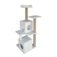 Oyun Alanlı Yuvalı Katlı Kedi Tırmalama Tahtası 145 cm Beyaz