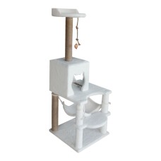 Hamaklı Yuvalı Kedi Tırmalama Tahtası Oyun Alanı 145 cm Beyaz Hamaklı Yuvalı Kedi Tırmalama Tahtası Oyun Alanı 145 cm Beyaz