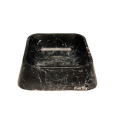 Marbly Siyah Çizgili Mermerit Köpek Mama Su Kabı 500 ml Marbly Siyah Çizgili Mermerit Köpek Mama Su Kabı 500 ml