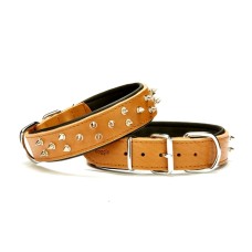 Doggie Çivili Deri Köpek Boyun Tasması 4x52-60 cm Camel