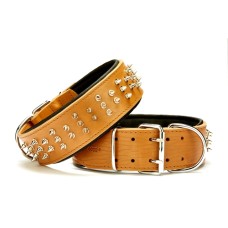 Doggie Ektsra Çivili Deri Köpek Boyun Tasması 5x60-70 cm Kamel