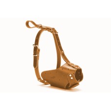 Doggie Eğitim Serisi Deri El Yapımı Uzun Burunlu Köpek Ağızlığı 1,5x45 cm Kamel