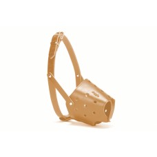 Doggie Eğitim Serisi Deri El Yapımı Kısa Burunlu Köpek Ağızlığı 1,5x45 cm Kamel