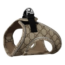 Üç Kilitli Deri Kedi Köpek Göğüs Tasması 20-24 cm XXX-Small Bej