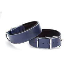Doggie Konfor Deri El Yapımı Köpek Boyun Tasması 6x55-65 cm Mavi