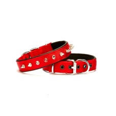 Doggie Çivi Desenli Köpek Tasması 2,5*50 cm Kırmızı