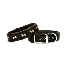 Doggie Softlu Metal Kemik Desenli Köpek Tasma 3 cm x 65 cm Siyah