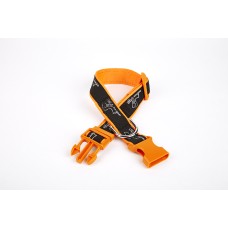 Doggie Desenli Süslü Dokuma Köpek Boyun Tasması 2 x 30-45 cm Turuncu