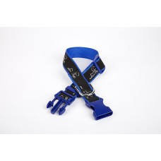 Doggie Desenli Süslü Dokuma Köpek Boyun Tasması 2 x 30-45 cm Mavi