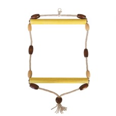 Markapet Doğal Ahşap Papağan Salıncağı Boncuklu 21 x 36 cm