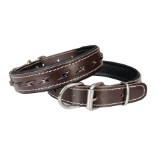 Deri Metal İşlemeli Konforlu Köpek Boyun Tasması 50 cm Kahverengi