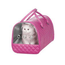 Markapet Kapitone Şeffaf Kedi Taşıma Çantası 22*30*45 cm Pembe