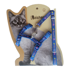 Atlantik Mavi Kalp Desenli Kedi Göğüs Bel Tasması 20*32 cm Atlantik Mavi Kalp Desenli Kedi Göğüs Bel Tasması 20*32 cm