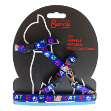 Markapet Mavi Pati Desenli Kedi Göğüs Tasması + Gezdirme Kayışı 110 cm Markapet Mavi Pati Desenli Kedi Göğüs Tasması + Gezdirme Kayışı 110 cm