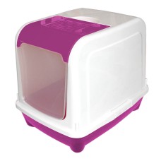 Kapalı Çift Açılır Kedi Tuvaleti 50/38/42 cm Pembe Karbon Filtreli
