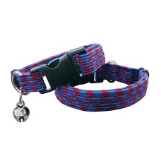 Markapet Elastik Örme Kedi Tasması Mavi-Bordo 10 mm A=23/32 cm