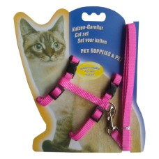 Kedi Göğüs Bel Tasma Takımı Medium Pembe 20*32-120 cm Kedi Göğüs Bel Tasma Takımı Medium Pembe 20*32-120 cm