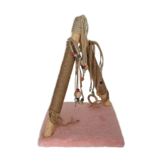 Püsküllü Boncuklu Kedi Tırmalama Tahtası + Oyun Alanı 30*40 cm Pudra