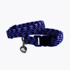 Pet Prety Elastik Örme Kedi Tasması Lacivert-Siyah 10 mm A=23/32 cm