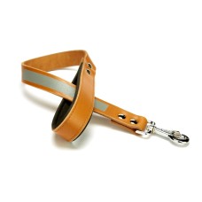 Doggie El Yapımı Deri Reflektörlü Gezdirme Kayışı 3 cm x 60 cm Kamel