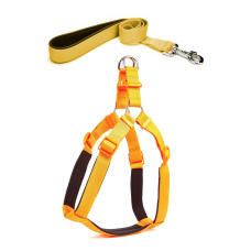 Köpek Göğüs Tasma Seti 30-40 cm Sarı + Gezdirme Kayışı