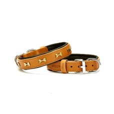 Doggie Metal Kemik Desenli Deri Köpek Tasması 2 cm / 45 cm Kamel Doggie Metal Kemik Desenli Deri Köpek Tasması 2 cm / 45 cm Kamel