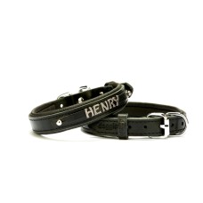 Doggie Deri İsimlikli Köpek Tasması 2x35-40 cm Siyah