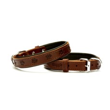 Doggie Pati Desenli Deri Köpek Boyun Tasması 2x35x40 cm Kahverengi Doggie Pati Desenli Deri Köpek Boyun Tasması 2x35x40 cm Kahverengi