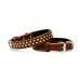 Doggie Konforlu Deri Swarovski Kristal Taşlı Köpek Boyun Tasması 2 x 32-39 cm Kahverengi