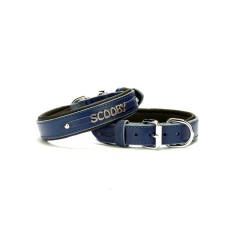 Doggie Deri İsimlikli Köpek Tasması 2,5x37-45 cm Mavi