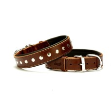 Doggie Deri Rivetli Köpek Tasması 3,5x47-55 cm Kahverengi