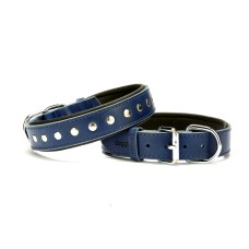 Doggie Deri Rivetli Köpek Tasması 3x42-50 cm Mavi