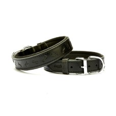 Doggie Kemik Desenli Deri Köpek Boyun Tasması 3x42x50 cm Siyah