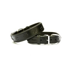 Doggie Pati Desenli Deri Köpek Boyun Tasması 4x47x55 cm Siyah Doggie Pati Desenli Deri Köpek Boyun Tasması 4x47x55 cm Siyah