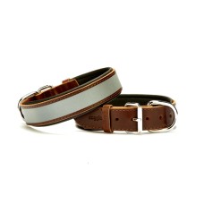 Doggie Konforlu Reflektörlü Deri Köpek Tasması 3,5x52-60 cm Large Kahverengi