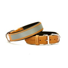 Doggie Konforlu Reflektörlü Deri Köpek Tasması 3,5x52-60 cm Large Kamel