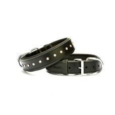 Doggie Konforlu Deri Swarovski Kristal Taşlı Köpek Boyun Tasması 3,5 x 40-49 cm Siyah