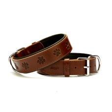 Doggie Pati Desenli Deri Köpek Boyun Tasması 4x47x55 cm Kahverengi Doggie Pati Desenli Deri Köpek Boyun Tasması 4x47x55 cm Kahverengi