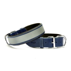 Doggie Konforlu Reflektörlü Deri Köpek Tasması 4x47-55 cm Mavi