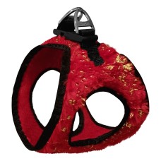 Üç Kilitli Simli Peluş Kedi Köpek Göğüs Tasması 32-40 cm Medium Kırmızı