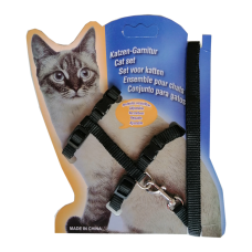 Kedi Göğüs Bel Tasma Takımı Medium Siyah 20*32-120 cm Kedi Göğüs Bel Tasma Takımı Medium Siyah 20*32-120 cm