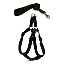 Köpek Göğüs Tasma Seti 30-40 cm Siyah + Gezdirme Kayışı