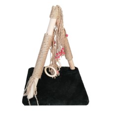 Püsküllü Boncuklu Kedi Tırmalama Tahtası + Oyun Alanı 30*40 cm Siyah