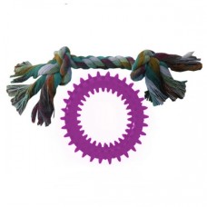 Köpek Diş Bakım Oyuncağı Simit 9 cm Ve Örgü Halat 18 cm Pembe